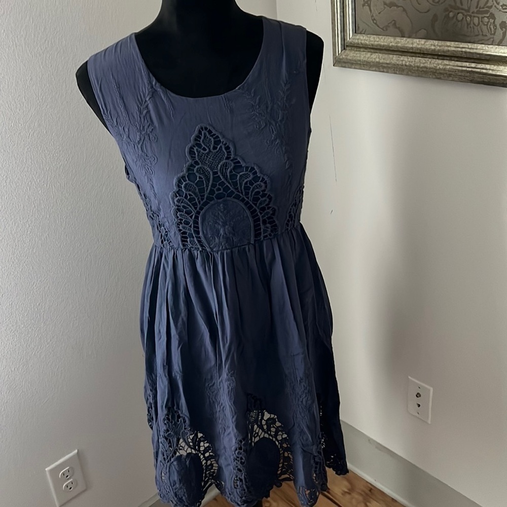 Altar’d‎ State blue eyelet detailing sleeveless dress Sz S